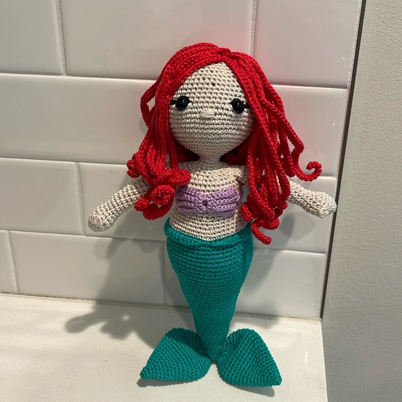 Hand Crafted Other - Handcrafted Ariel Little Mermaid Doll Crochet Decor Toy Disney Sea Ocean 🧜‍♀️